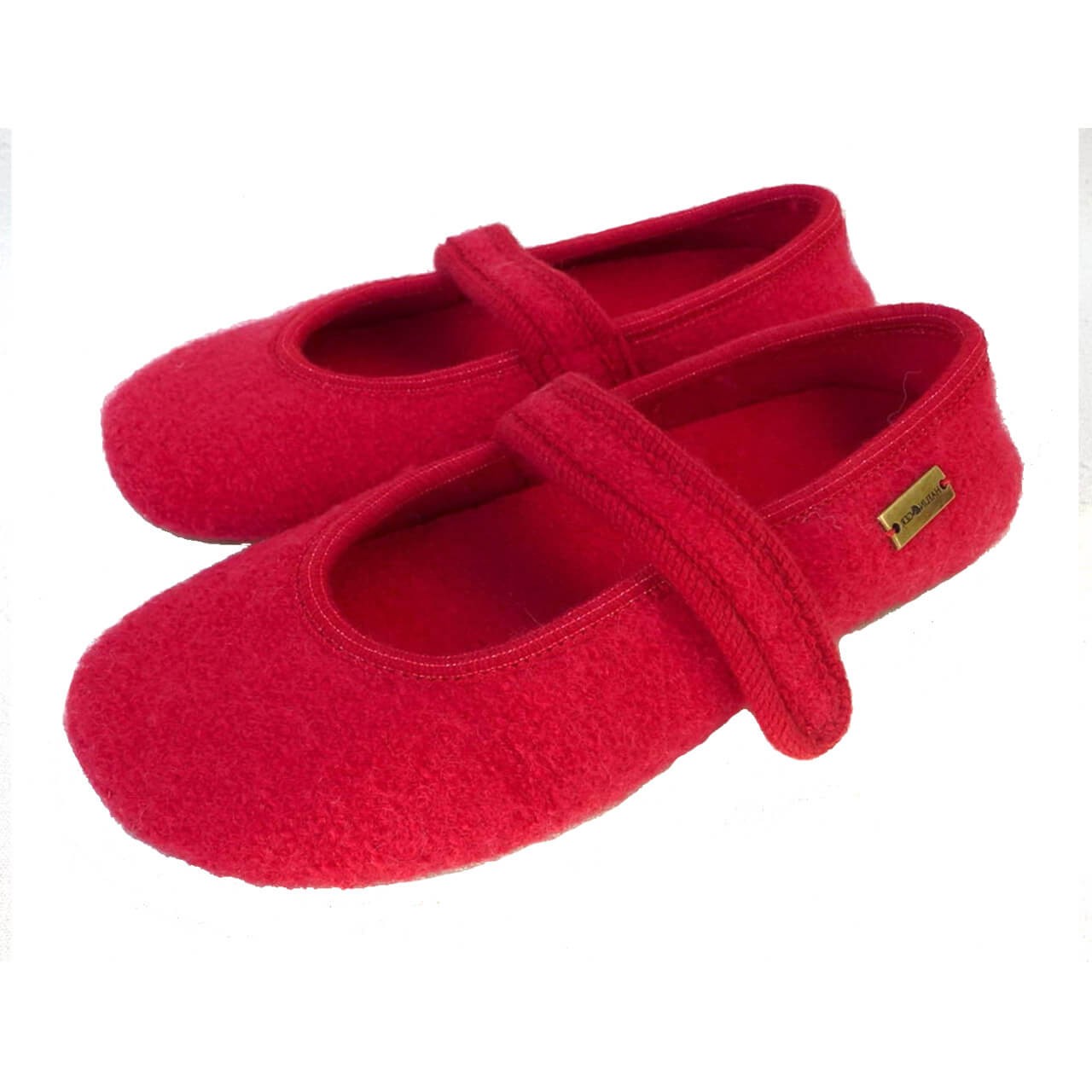 Haflinger-Lederballerina-Walkstoff-Rot Haflinger-Lederballerina-Walkstoff-Rot